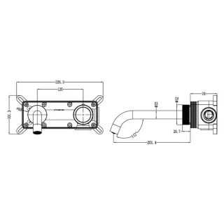 Смеситель для раковины встраиваемый Boheme Tech 158/2-GM антрацит